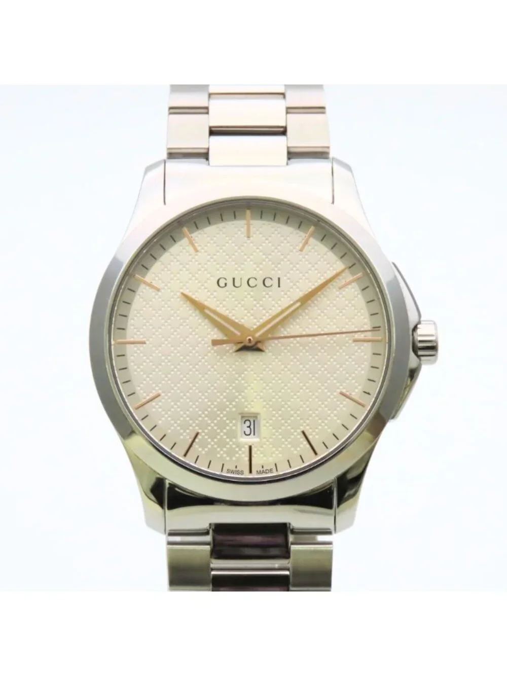 Gucci Watch Timeless 126.4 Stainless Steel Silver Dial Diamante